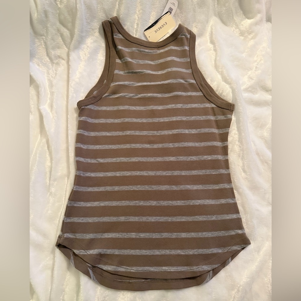 Evereve Olive and Gray Striped Tank Top - Picture 8 of 8